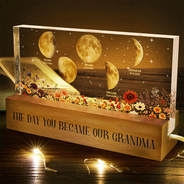 Gift For Mother,Gift For Grandma,Happy - Moon Phase The Day You Become Mom Mum Grandma Vintage Style - Personalized Rectangle LED Light