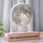 Gift For Father,New Dad,New baby,Happy,Moon Phase,Adorable - Moon Phase Under This Moon You Became My Dad - Personalized Custom Shaped LED Light