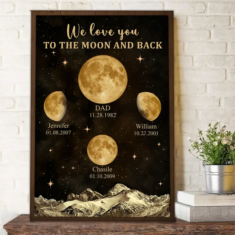 Gift For Mother,Gift For Grandma,Love - Moon Phase We Love You To The Moon And Back - Personalized Poster