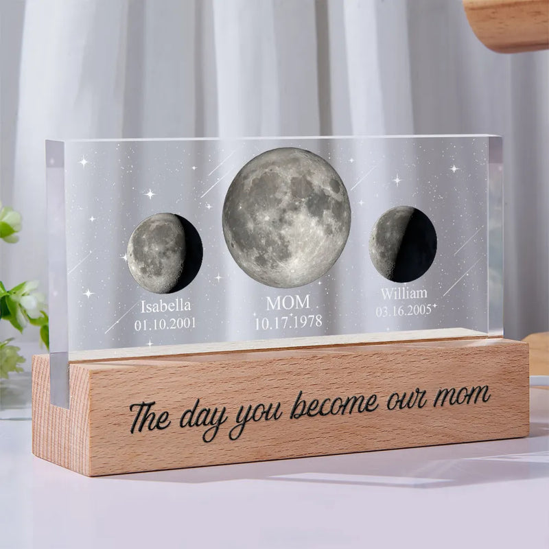 Gift For Mother,Gift For Grandma,Gift For Father,Gift For Grandpa,Love - Moon Phase We Love You To The Moon And Back - Personalized Rectangle LED Light