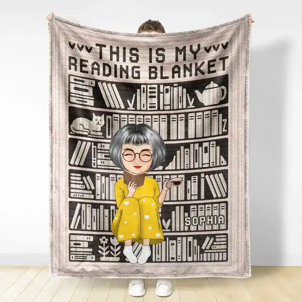Reading, Gift For Yourself, Happy - Mosaic Crochet Pattern Inspired This Is My Reading Blanket - Personalized Fleece Blanket, Sherpa Blanket