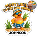 Gift For Bestie, Cruising, Romantic, Summer, Icon - Most Likely To Get Sun Burned - Personalized Magnet