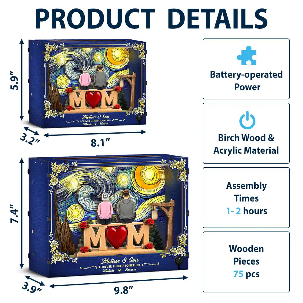 Gift For Mother, Mom - Children, Love - Mother And Children Forever Linked Together Starlit Night - Personalized DIY Book Nook Kit