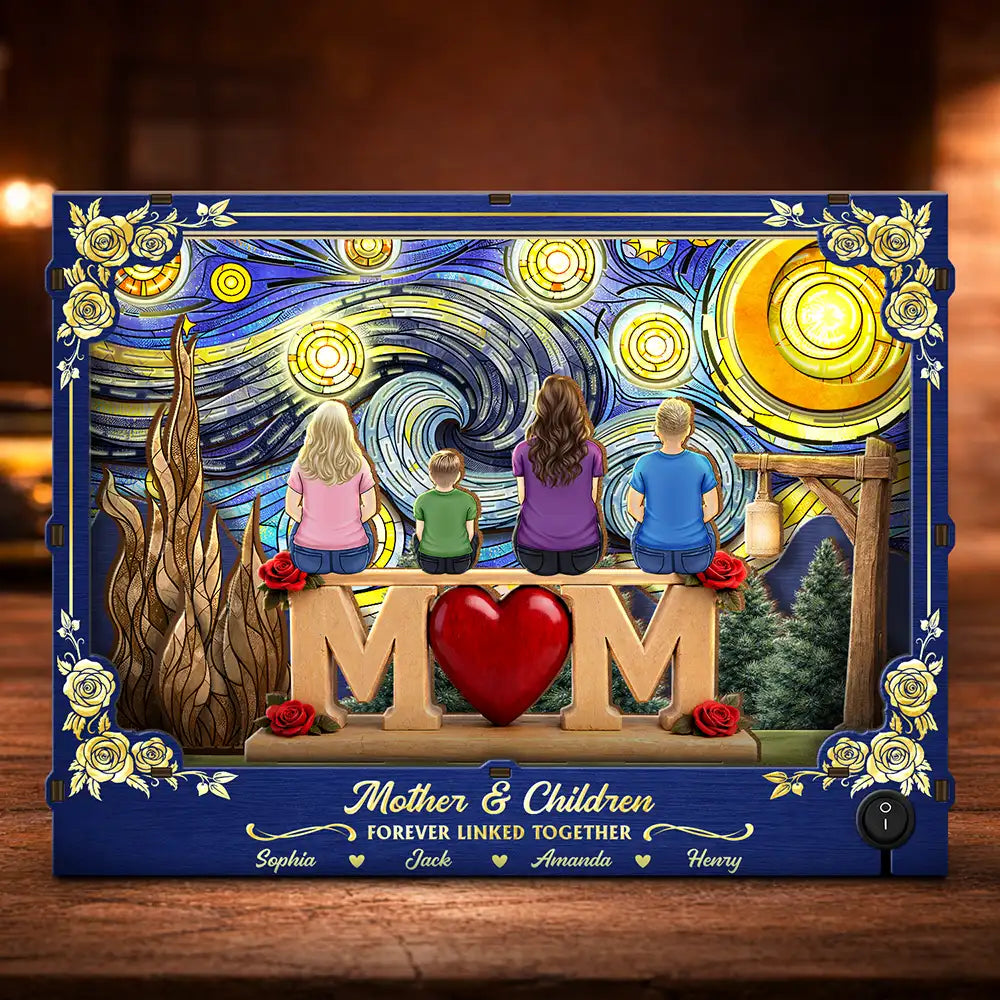 Gift For Mother, Mom - Children, Love - Mother And Children Forever Linked Together Starlit Night - Personalized DIY Book Nook Kit