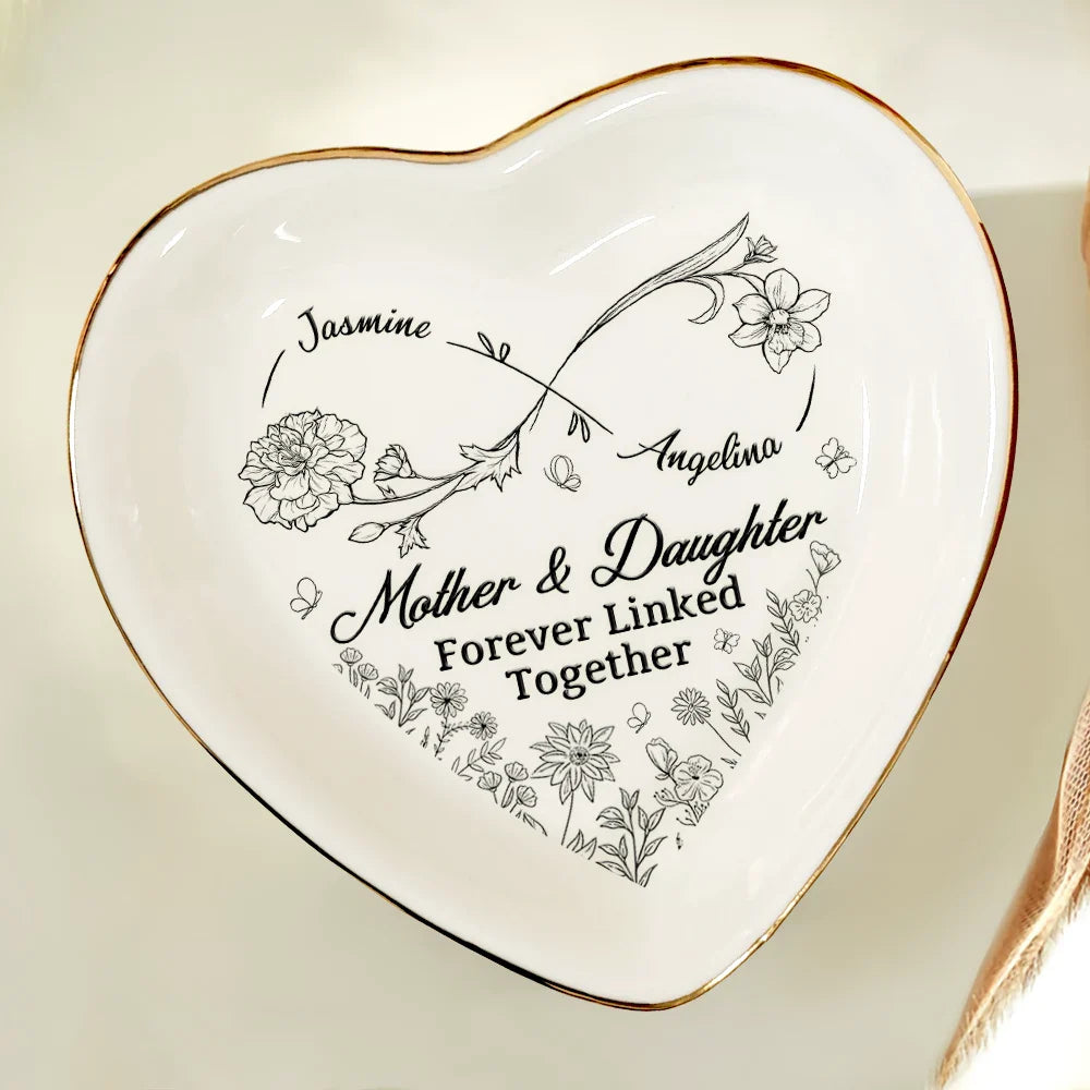 Mother And Daughter A Bond That Can't Be Broken - Personalized Heart Ring Dish