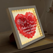 Gift For Mother, Dad - Daughters (Adult), Dad - Daughters (Young), Gift For Daughter, Love - Mother And Daughter Forever Linked Together - Personalized LED Light Flower Shadow Box