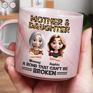 Gift For Mother, Gift For Daughter, Mom - Daughters (Adult), Happy - Mother And Daughters A Bond That Can't Be Broken - Personalized Marble Mug