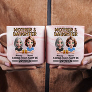 Gift For Mother, Gift For Daughter, Mom - Daughters (Adult), Happy - Mother And Daughters A Bond That Can't Be Broken - Personalized Marble Mug