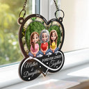 Gift For Mother,Mom - Daughters (Adult),Gift For Daughter,Happy - Mother And Daughters Forever Linked Together - Personalized Window Hanging Suncatcher Ornament
