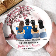 Gift For Mother,Mom,Daughters - Mother And Daughters Forever Linked Together - Personalized Ceramic Plate

