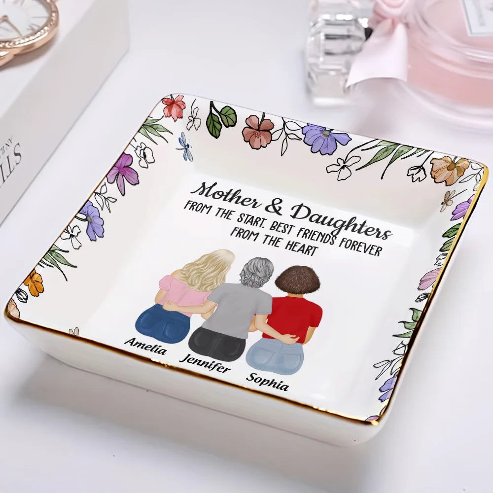 Love,Gift For Mother,Gift For Daughter,Mom - Daughters (Adult) - Mother And Daughters Forever Linked Together - Personalized Ring Dish