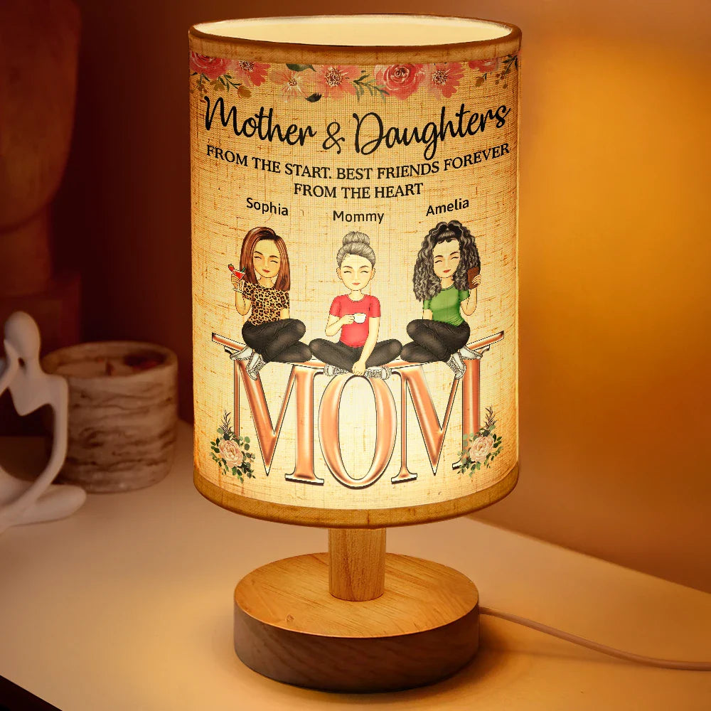 Happy,Gift For Grandma,Gift For Mother,Gift For Women,Mom - Children,Gift For Wife - Mother And Daughters From The Start - Personalized Fabric Lamp