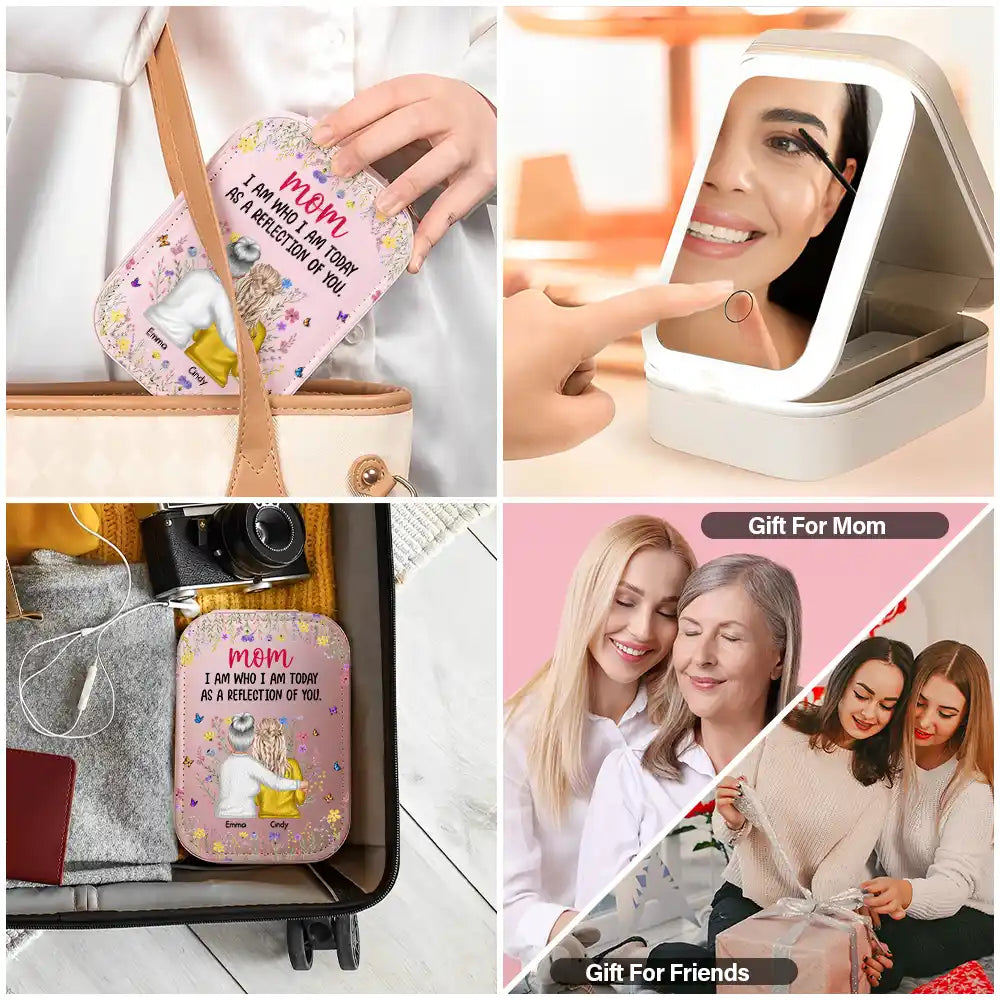 Gift For Mother, Mom - Daughters (Adult), Happy - Mother Daughter A Reflection Of You - Personalized Makeup Box With LED Mirror