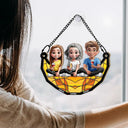 Gift For Mother,Mom,Children - Mother Daughter Son We Love You Mom 3D Cartoon - Personalized Window Hanging Suncatcher Ornament