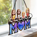 Gift For Mother,Love - Mother Daughter Son We Love You Mom 3D Cartoon - Personalized Window Hanging Suncatcher Ornament