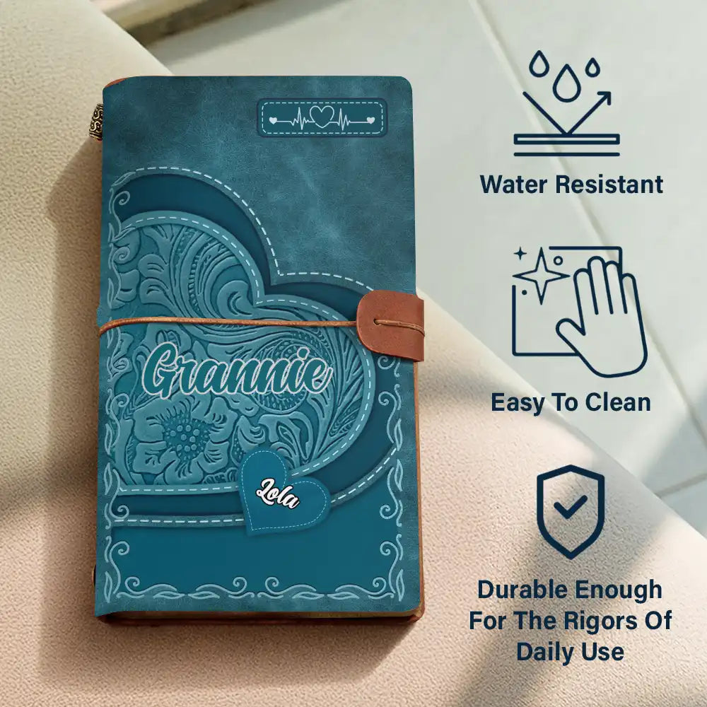 Gift For Mother,Gift For Grandma,Happy,Love - Mother Little Sweethearts Embossed Effect - Personalized Leather Vintage Journal