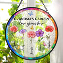 Gift For Grandma, Summer, Grateful, Icon - Mother Of Pearl Birth Flower Grandma's Garden - Personalized Stained Glass Window Hanging Suncatcher