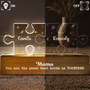 Gift For Mother,Love - Mother You Are The Piece That Holds Us Together Family Puzzle - Personalized Custom Shaped LED Light