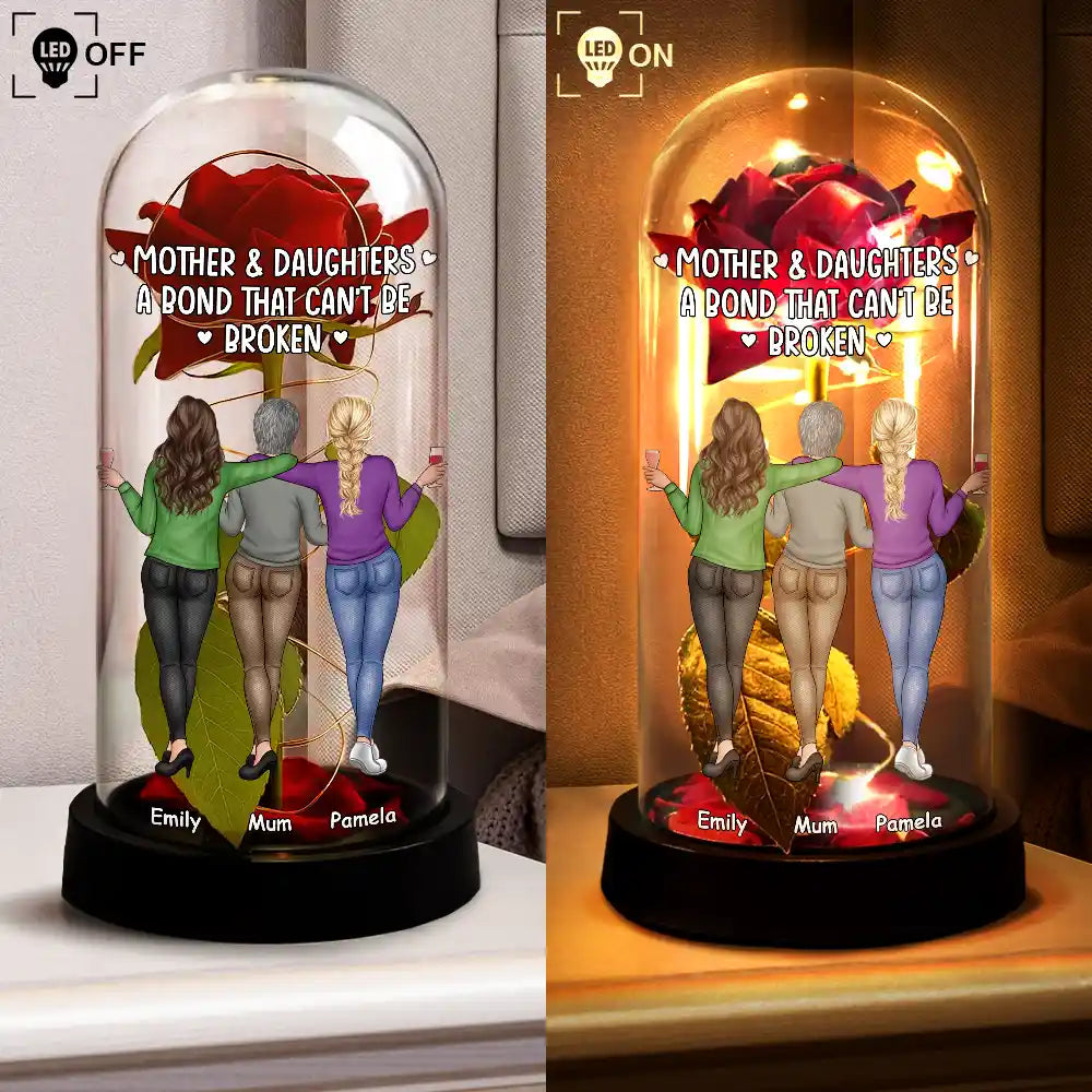 Gift For Mother, Gift For Daughter, Gift For Women, Happy - Mother & Daughter A Bond That Can't Be Broken - Personalized Everlasting Rose Dome Lamp