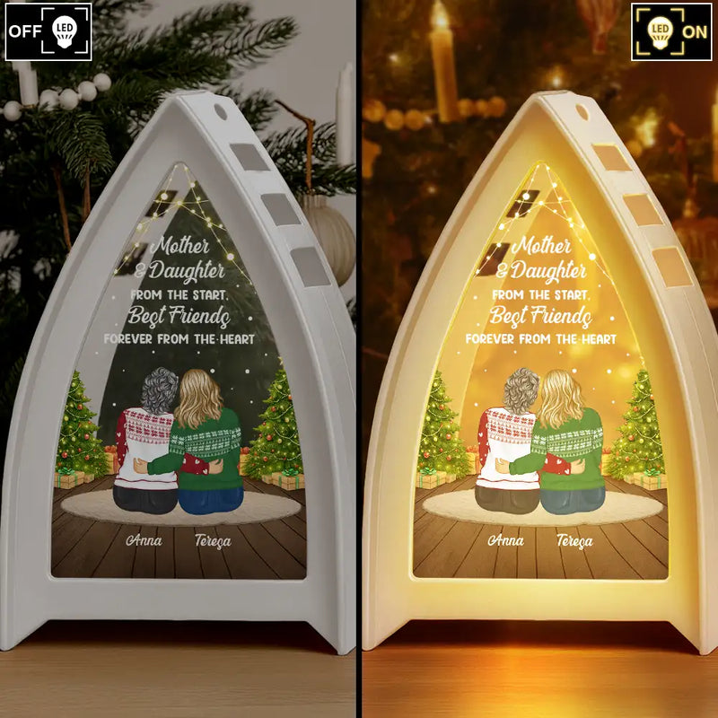 Mom,Daughters,Gift For Mother,Gift For Daughter,Gift For Women,Happy,Christmas - Mother & Daughters Forever From The Heart - Personalized Tabletop Lantern Light