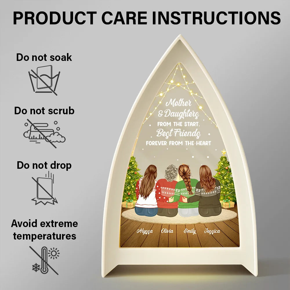 Mom,Daughters,Gift For Mother,Gift For Daughter,Gift For Women,Happy,Christmas - Mother & Daughters Forever From The Heart - Personalized Tabletop Lantern Light