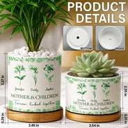 Gift For Mother, Mom - Daughters (Adult), Mom - Daughters (Young), Mom - Sons, Mom - Children, Love - Mother & Daughters Forever Linked Together - Personalized Ceramic Plant Pot