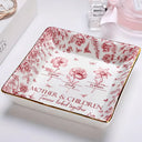 Gift For Mother, Mom - Daughters (Adult), Happy - Mother & Daughters Forever Linked Together Toile Birth Month Flower - Personalized Ring Dish