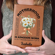 Gift For Wife,Gift For Women,Gift For Mother,Love,Happy,Vector - Motherhood Is Kingdom Work - Personalized Leather Journal