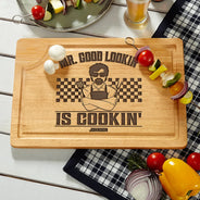 Gift For Husband, Gift For Yourself, Gift For Boyfriend, Gift For Men, Gift For Father, Dad's Hobby, Gift For Grandpa, Grandpa's Hobby, Cooking, Grilling - Mr. Good Lookin' Is Cookin' - Personalized Wooden Cutting Board