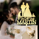 Wedding Anniversary, Pet Lovers, Pet Couple, Happy - Mr & Mrs Pet Couple Wedding - Personalized Cake Topper