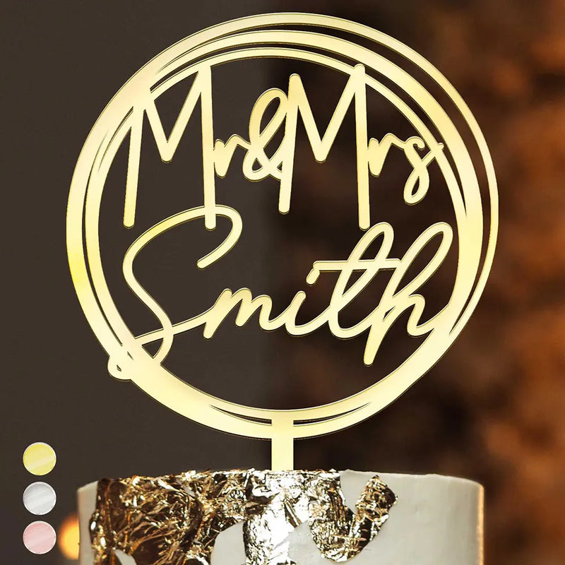 Wedding Anniversary, Gift For Couples, Gift For Husband, Gift For Wife, Happy - Mr & Mrs Wedding Gift For Newly Wed, Wedding Cake - Personalized Cake Topper