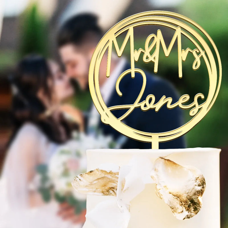 Wedding Anniversary, Gift For Couples, Gift For Husband, Gift For Wife, Happy - Mr & Mrs Wedding Gift For Newly Wed, Wedding Cake - Personalized Cake Topper