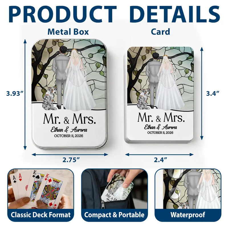 Pet Couple,Romantic,Pet Lovers,Gift For Couples,Wedding,Vector,Custom Text - Mr & Mrs Wedding Signing Book - Personalized Playing Cards