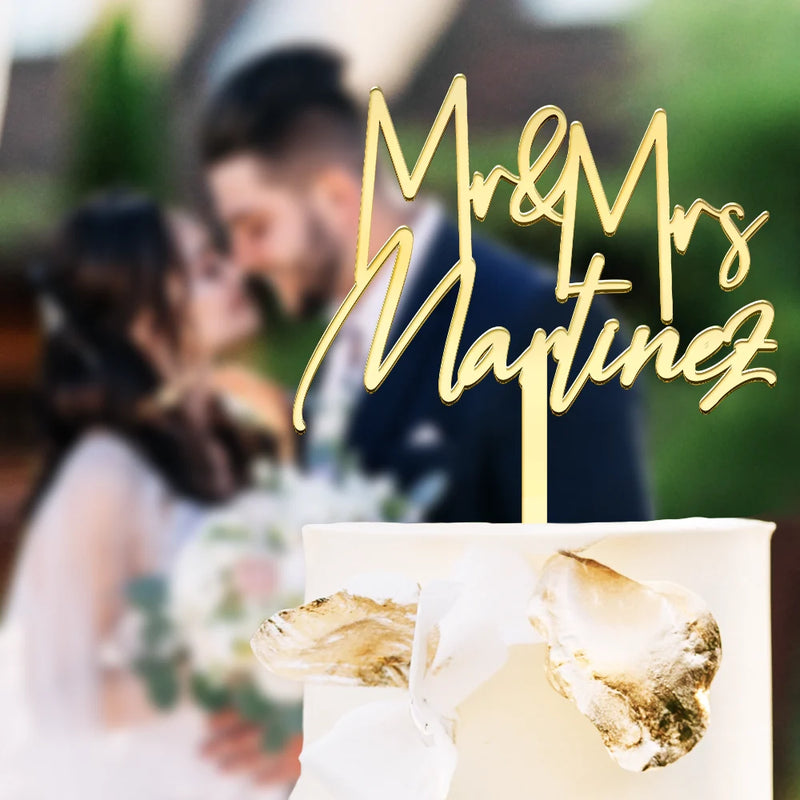 Wedding Anniversary,Gift For Couples,Gift For Husband,Gift For Wife,Happy,Art Design - Mr & Mrs Wedding, Anniversary Gift - Personalized Cake Topper