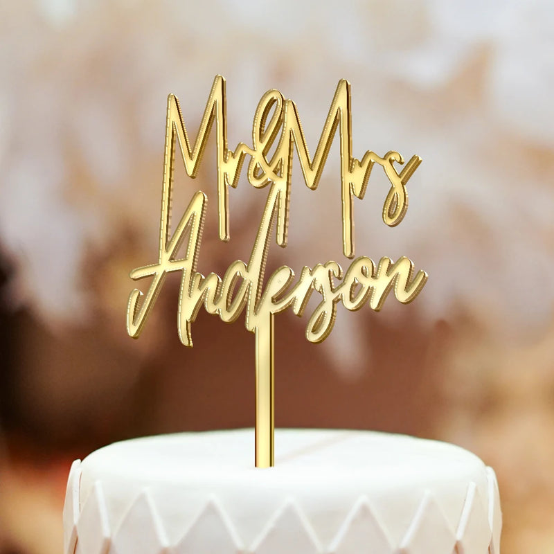 Wedding Anniversary,Gift For Couples,Gift For Husband,Gift For Wife,Happy,Art Design - Mr & Mrs Wedding, Anniversary Gift - Personalized Cake Topper