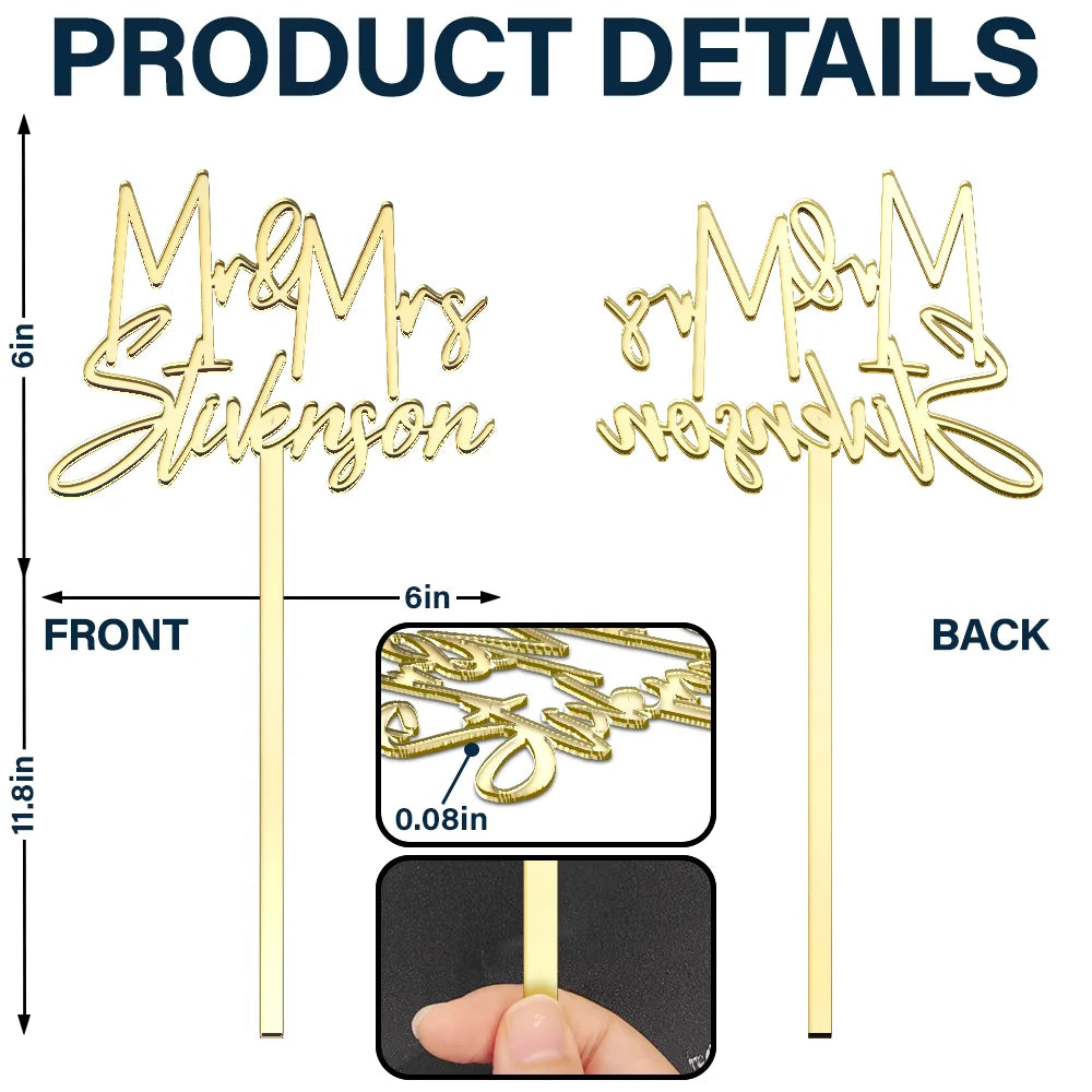 Wedding Anniversary,Gift For Couples,Gift For Husband,Gift For Wife,Happy,Art Design - Mr & Mrs Wedding, Anniversary Gift - Personalized Cake Topper