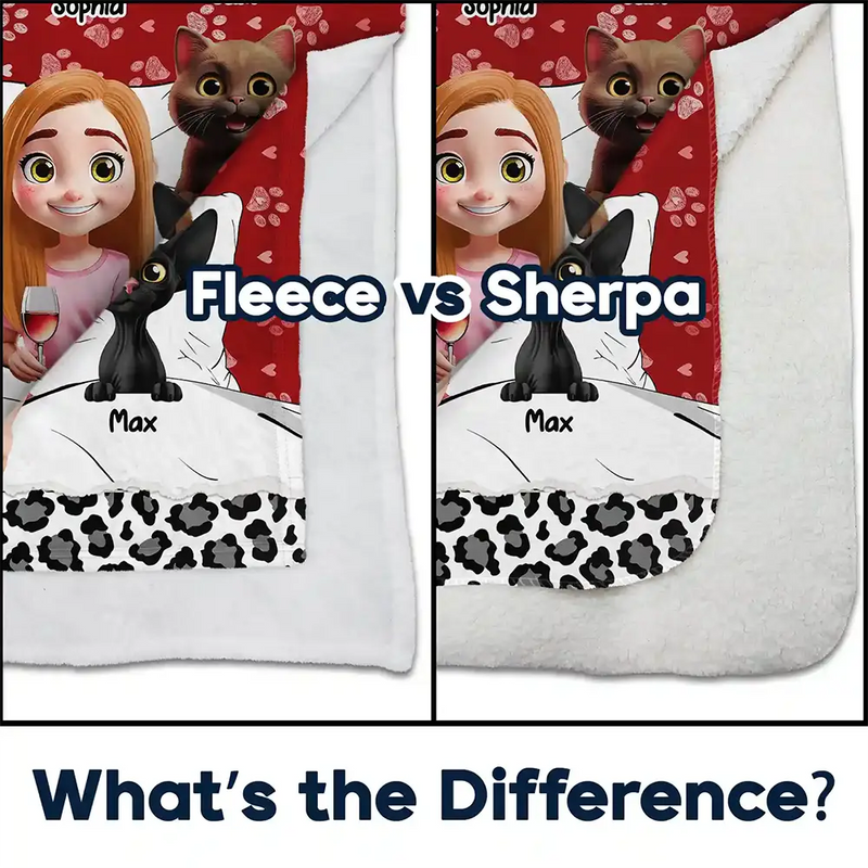 Cat Lovers,Cat Mom,Cat Dad,Pet Lovers,Pet Mom,Pet Dad - My Cat Cuddling Blanket - Personalized Fleece Blanket, Sherpa Blanket
