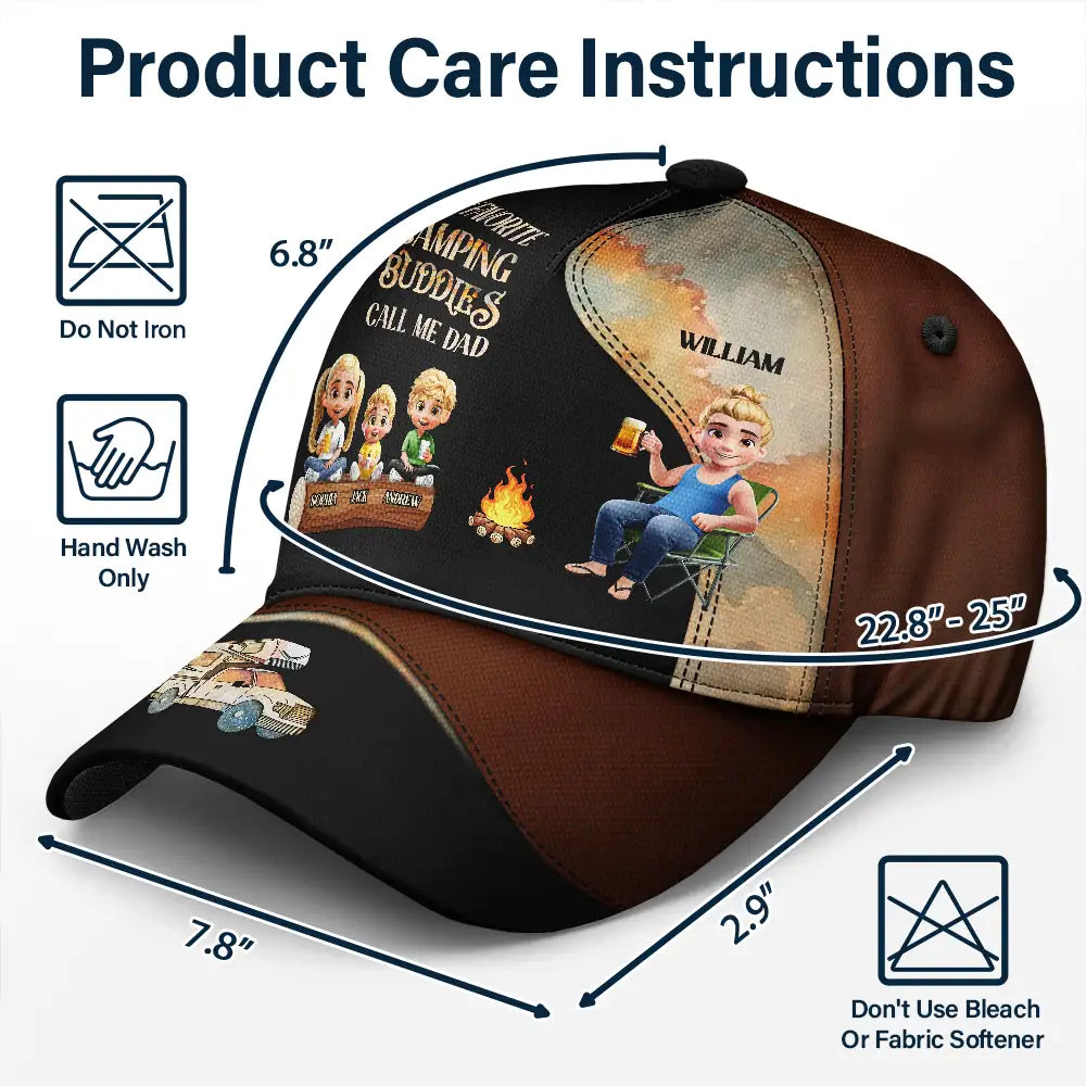Gift For Father, Dad - Daughters (Young), Dad - Sons, Dad - Children, Dad's Hobby, Camping, Happy - My Favorite Camping Buddies - Personalized Classic Cap
