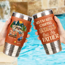 Gift For Men, Gift For Father, Dad's Hobby, Camping, Dad - Daughters (Young), Dad - Sons, Dad - Children, Happy - My Favorite Camping Buddies - Personalized Leather Tumbler