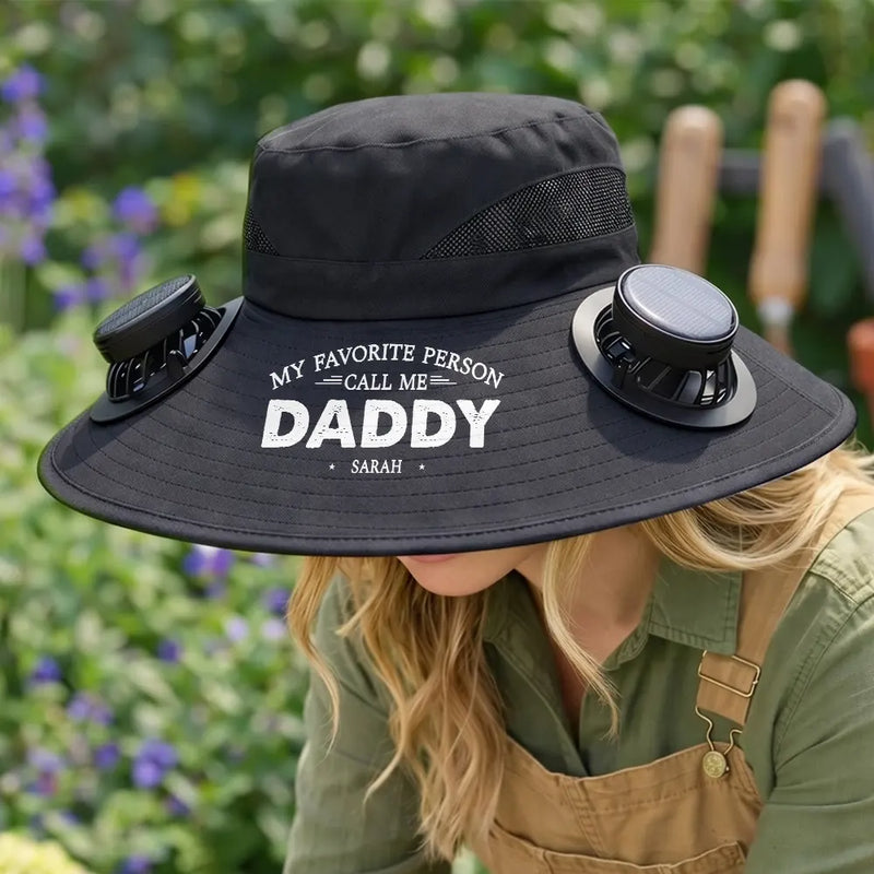Gift For Grandpa,Gift For Father,Gardening,Happy - My Favorite People Call Me Papa - Personalized Solar Fan Hat