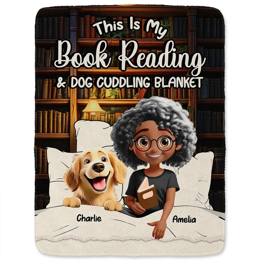 Cat Mom, Reading, Dog Mom, Gift For Yourself, Happy - My Book Reading & Cat Cuddling Blanket 3D Effect - Personalized Fleece Blanket, Sherpa Blanket