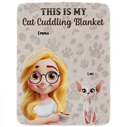 Pet Lovers,Pet Mom,Cat Mom,Dog Mom - My Cat Dog Cuddling Blanket Peeking - Personalized Fleece Blanket, Sherpa Blanket