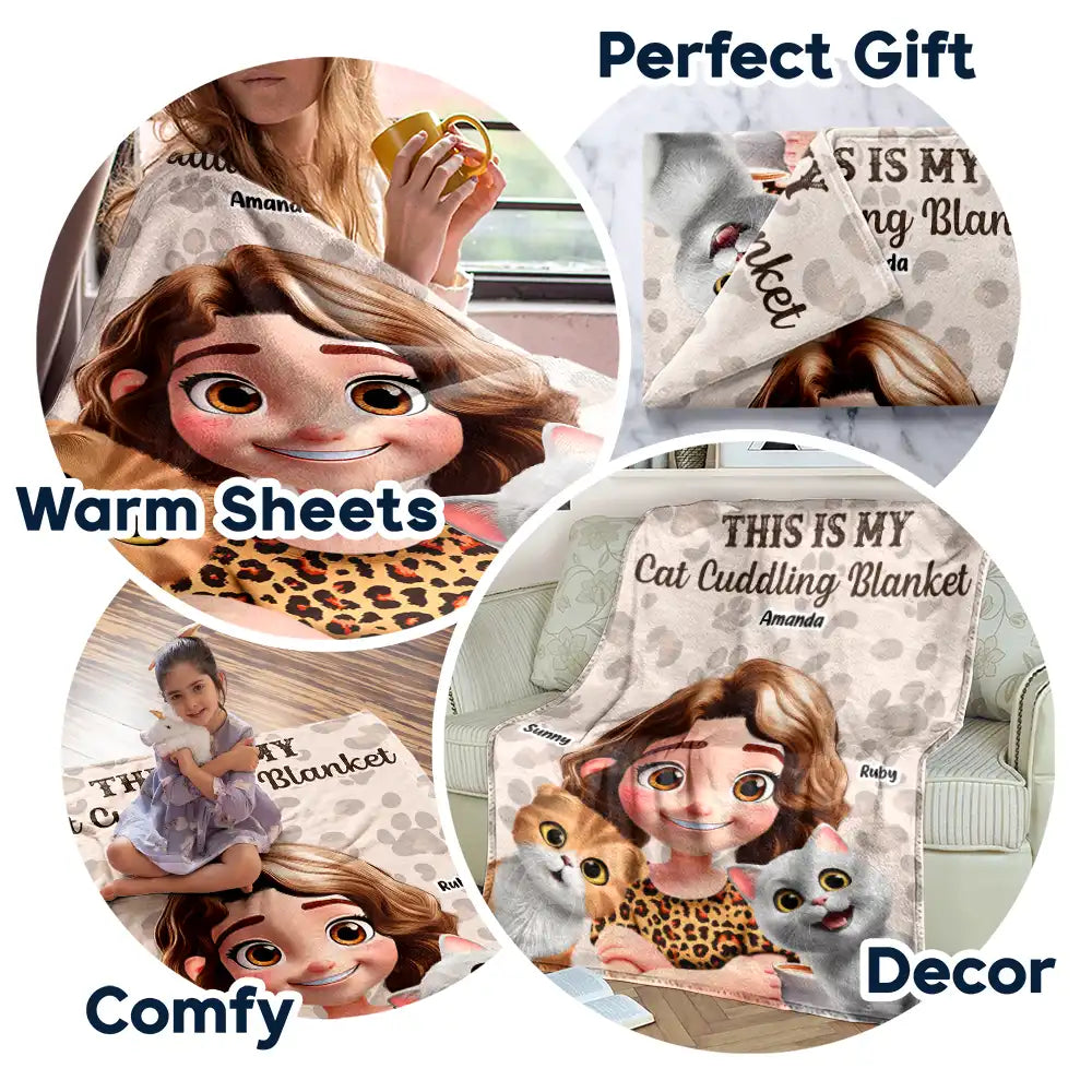 Pet Lovers,Pet Mom,Cat Mom,Dog Mom - My Cat Dog Cuddling Blanket Peeking - Personalized Fleece Blanket, Sherpa Blanket