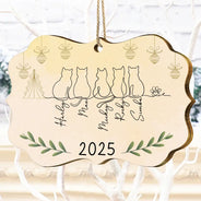 Love,Cat Lovers,Pet Lovers,Christmas - My Cats Line Christmas - Personalized Medallion Wooden Ornament
