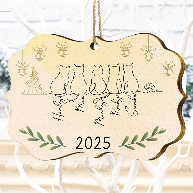 Love,Cat Lovers,Pet Lovers,Christmas - My Cats Line Christmas - Personalized Medallion Wooden Ornament