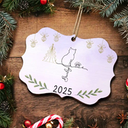 Love,Cat Lovers,Pet Lovers,Christmas - My Cats Line Christmas - Personalized Medallion Wooden Ornament