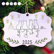 Love,Cat Lovers,Pet Lovers,Christmas - My Cats Line Christmas - Personalized Medallion Wooden Ornament