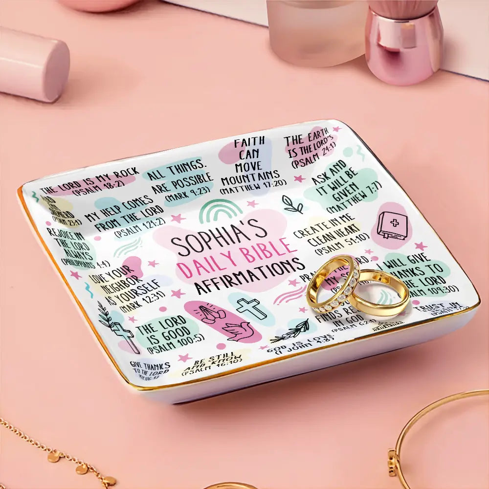 Top Market,Love,Gift For Yourself,Gift For Women,Gift For Men,Christian - My Daily Bible Affirmations - Personalized Ring Dish