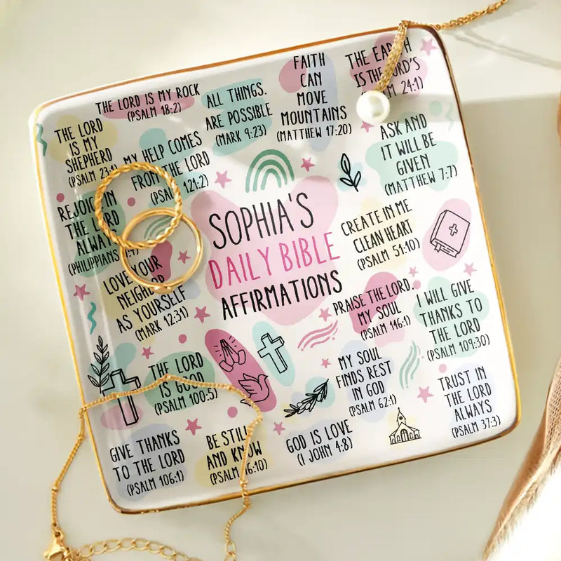 Top Market,Love,Gift For Yourself,Gift For Women,Gift For Men,Christian - My Daily Bible Affirmations - Personalized Ring Dish