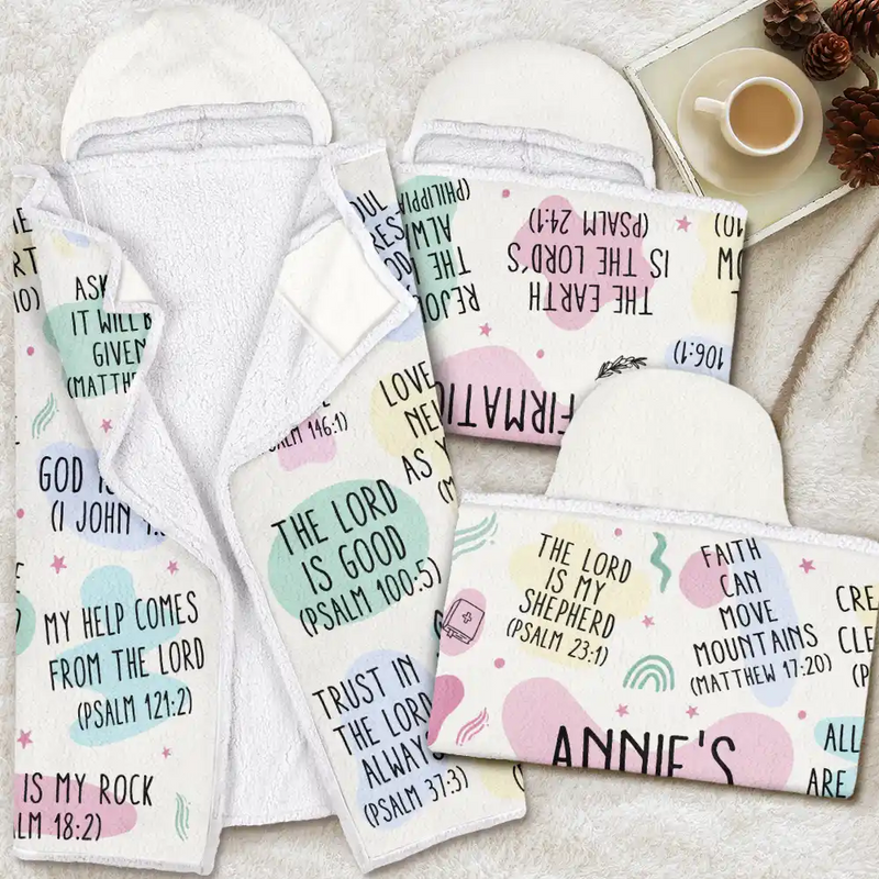 Top Market,Love,Gift For Yourself,Gift For Women,Gift For Men,Christian,Non-Eng - My Daily Bible Affirmations - Personalized Wearable Hooded Blanket